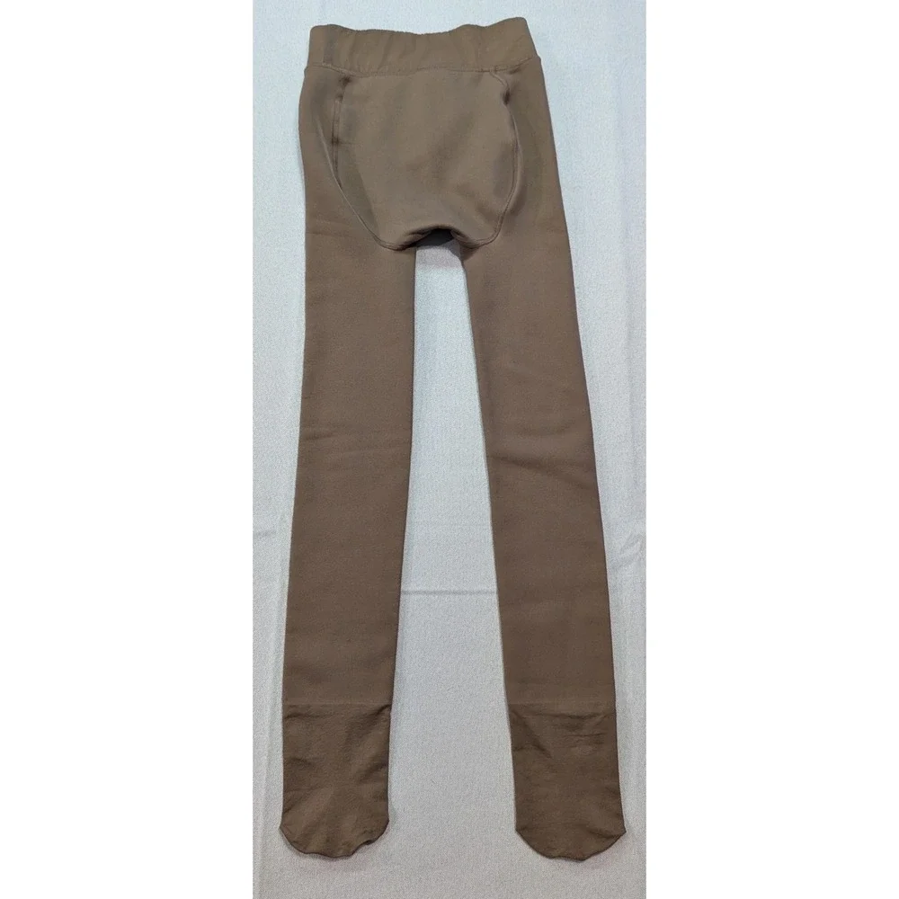 Fleece Lined Tights Womens One Size Brown Excellent Footed Leggings